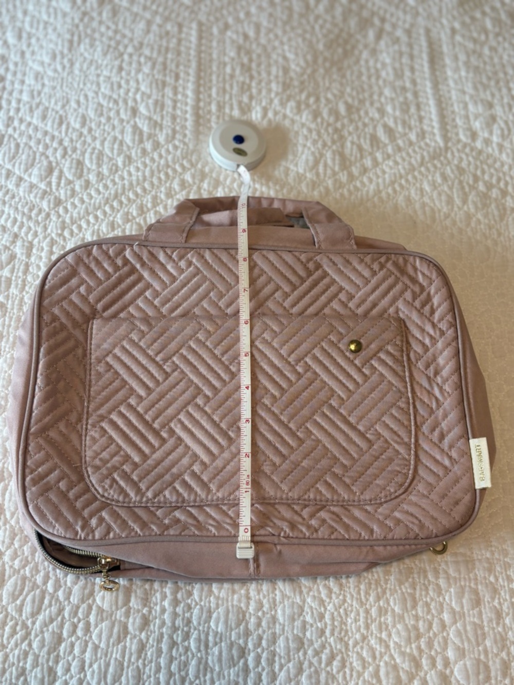 Quilted Blush Makeup Tote with Front Pocket